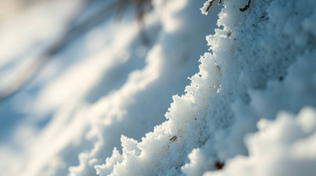 snow on the branches of trees in the winter forest close-up