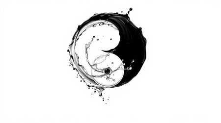 black and white liquid splash isolated on white background. monochromeの写真素材