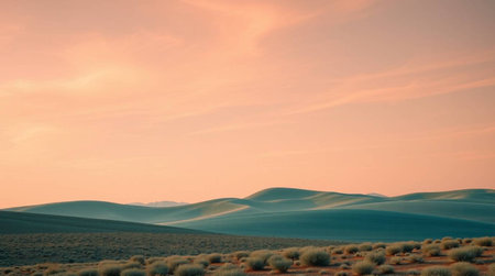 Desert Landscape at Sunset. 3d Render Illustration.の写真素材