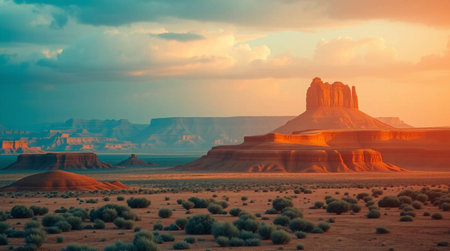 The Buttes of Monument Valley at sunset, Arizona, USA.の写真素材