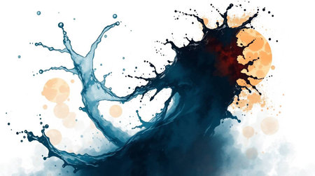 Blue watercolor splashes isolated on white background. 3D illustration
