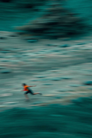 abstract scene of a person in motion blurの写真素材