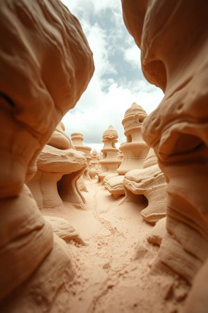 Sandstone Hoodoos in Goblin Valley State Park, Utah, USAの写真素材