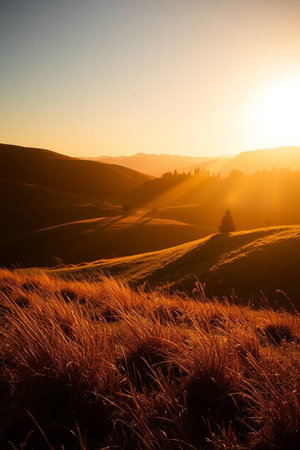Sunrise in the Carpathian mountains. Ukraine, Europe.