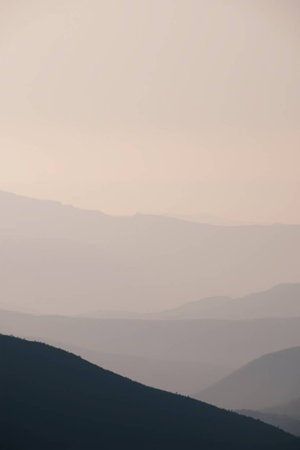 Mountain landscape in the early morning. Ukraine, Carpathiansの写真素材