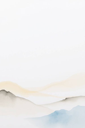 Abstract watercolor background. Digital art painting. Landscape with mountains.の写真素材