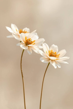 white cosmos flowers in the garden, soft focus and blurred background.の写真素材