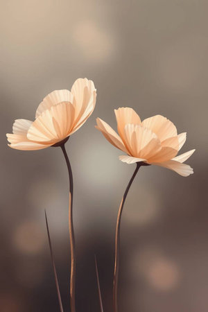 Cosmos flowers in vintage color style, soft focus and blurred background.の写真素材