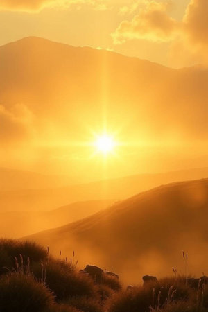 Sunrise in the Carpathian Mountains, Ukraine, Europe.