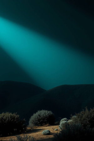 Beautiful night landscape in the mountains. Artistic style photo.の写真素材