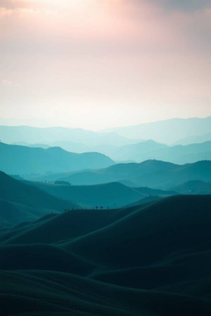 Mountain landscape in the morning at sunrise.の写真素材
