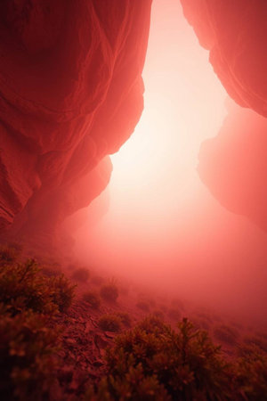 Foggy view of Antelope Canyon in Page, Arizona.の写真素材