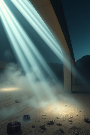 Background with fog and rays of light.の写真素材