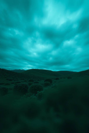 Dramatic clouds over the mountains in the evening. Long exposureの写真素材