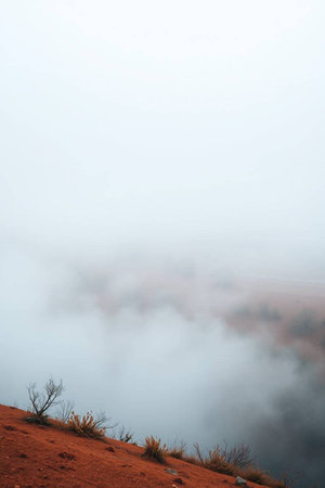 Foggy morning in the Australian Outback, Victoria, Australiaの写真素材