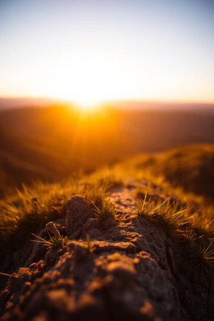 Beautiful sunset in the mountains. Landscape with beautiful nature.の写真素材