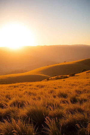 Sunset on the top of the mountain in Tuscany, Italyの写真素材