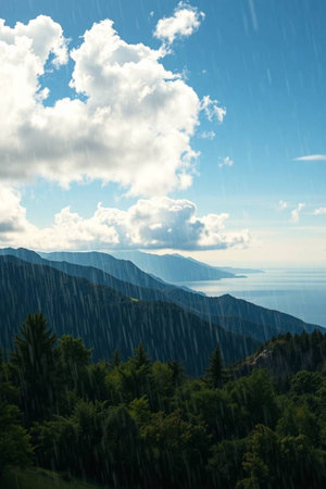 Rain in the mountains of Montenegro, Balkans, Adriatic Sea