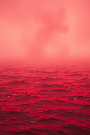 Beautiful red sunset over the sea. Natural background.の写真素材