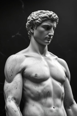 Statue of David. Black and white photo. Studio shot.の写真素材