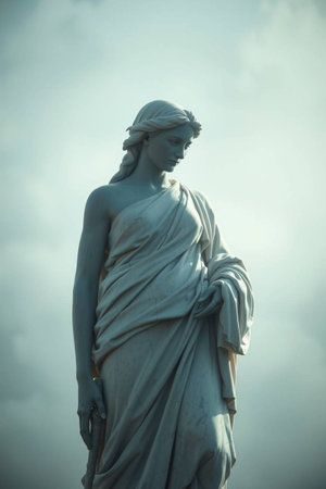Statue of Virgin Mary in front of the Basilica of the Sacred Heart of Jesus in Zagreb, Croatiaの写真素材