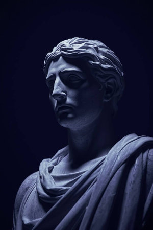 Statue of the Roman Emperor Constantine, Rome, Italy. Blue tonedの写真素材