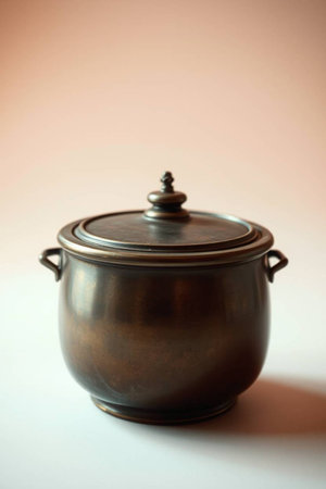 Vintage copper pot on white background, close-upの写真素材