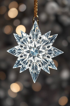 Silver snowflake on bokeh background, Christmas and New Year concept