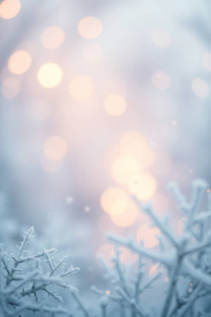 Beautiful winter background with snowflakes and bokeh lightsの写真素材