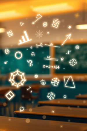 Back to school concept with blackboard and chalk icons. 3D Renderingの写真素材