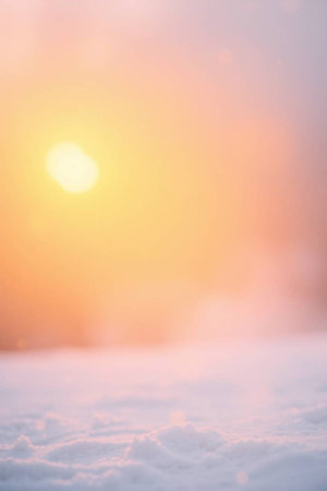 Winter background with snow and sun in the background. Blurred image.の写真素材