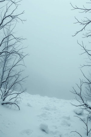 Winter landscape with snow covered trees and foggy background. Toned.の写真素材