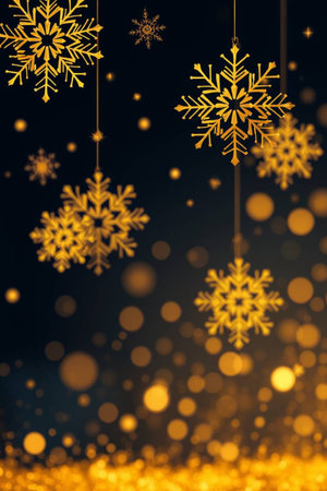 Christmas background with snowflakes and bokeh lights. Vector illustration.の写真素材