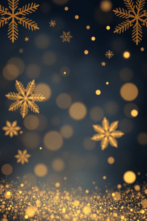 Christmas background with snowflakes and bokeh lights. Vector illustration.の写真素材