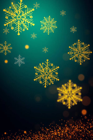 Christmas background with snowflakes and bokeh lights. Vector illustration.