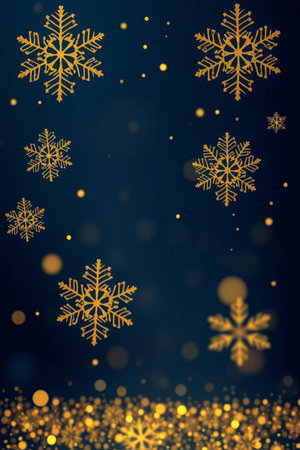 Christmas background with snowflakes and bokeh lights. Vector illustration.の写真素材
