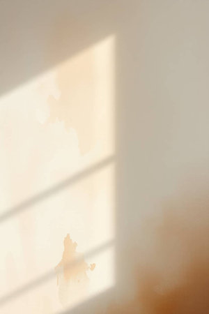 The shadow of the window on the wall in the room. Shallow depth of field