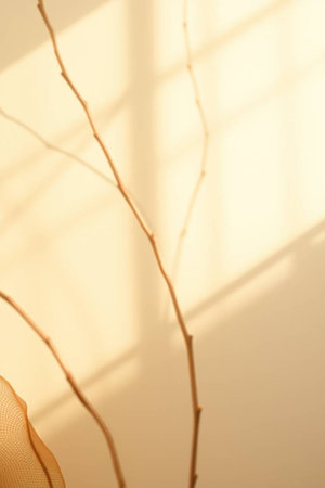 abstract background with dry branches and shadows from the window on a sunny dayの写真素材