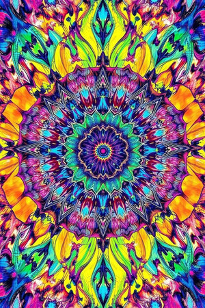 Colorful background with a kaleidoscope effect. Unique kaleidoscope design.の写真素材