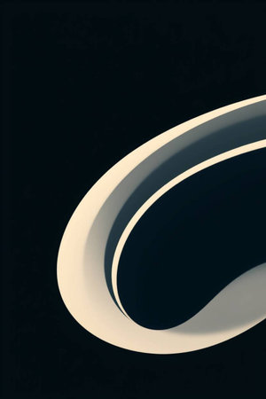 Abstract 3d rendering of black and white wavy shape on dark background