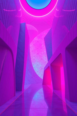 Abstract modern architecture background, empty open space interior. 3D rendering
