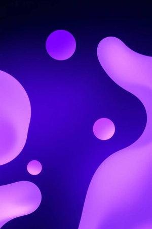 abstract background with purple and violet bubbles on dark blue background.の写真素材