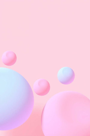 Abstract background with pink and blue balls. Minimal design. 3d renderの写真素材