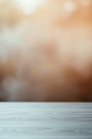 Wooden table top on blurred bokeh background - can be used for display or montage your products