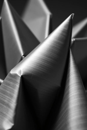 Closeup of a group of metal shapes in black and white.の写真素材