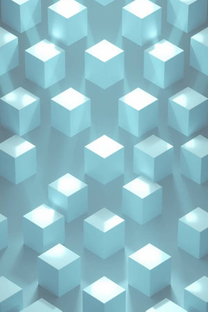 Abstract background with blue cubes. 3d render illustration. Geometry.