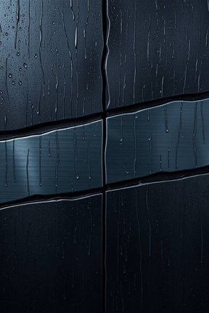Water drops on a black background. Water drops on the glass.