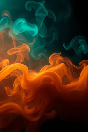 abstract background of blue and red smoke on a black background.