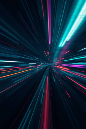 abstract of speed motion on the road in the city at night