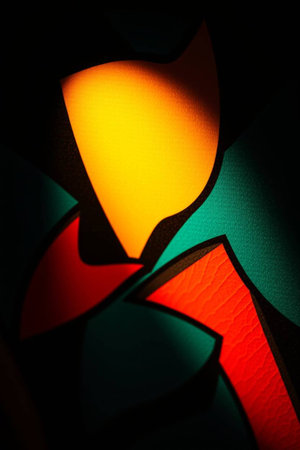 Colorful paper lamp in a dark room. Close-up.